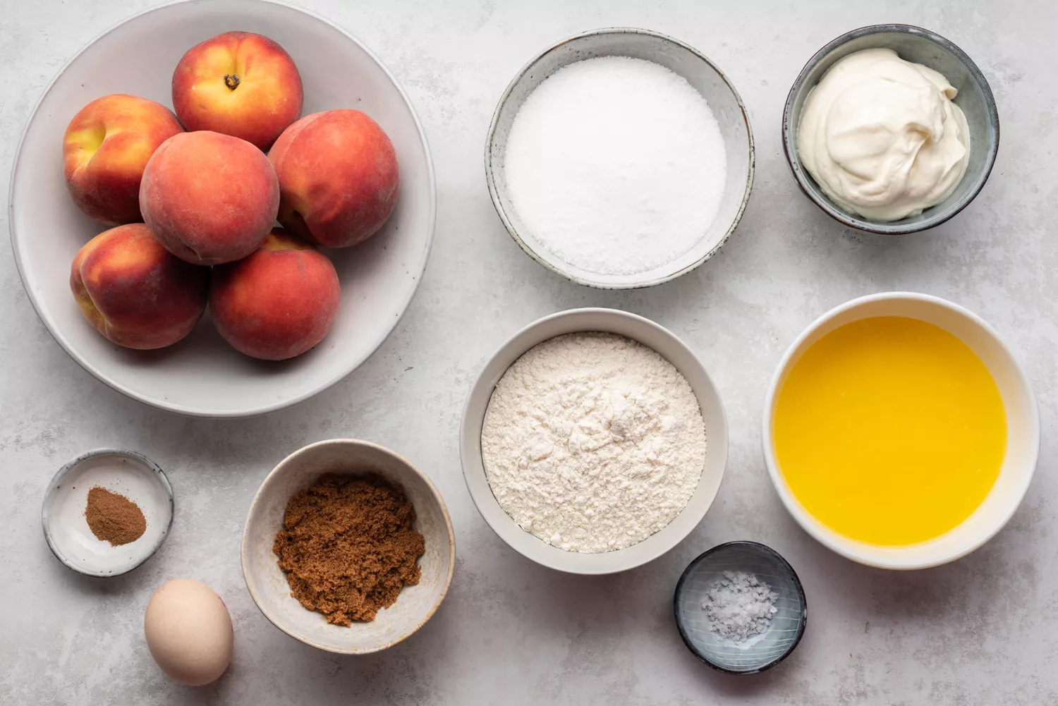 Ingredientes para o Crumble de Pêssego Fresco